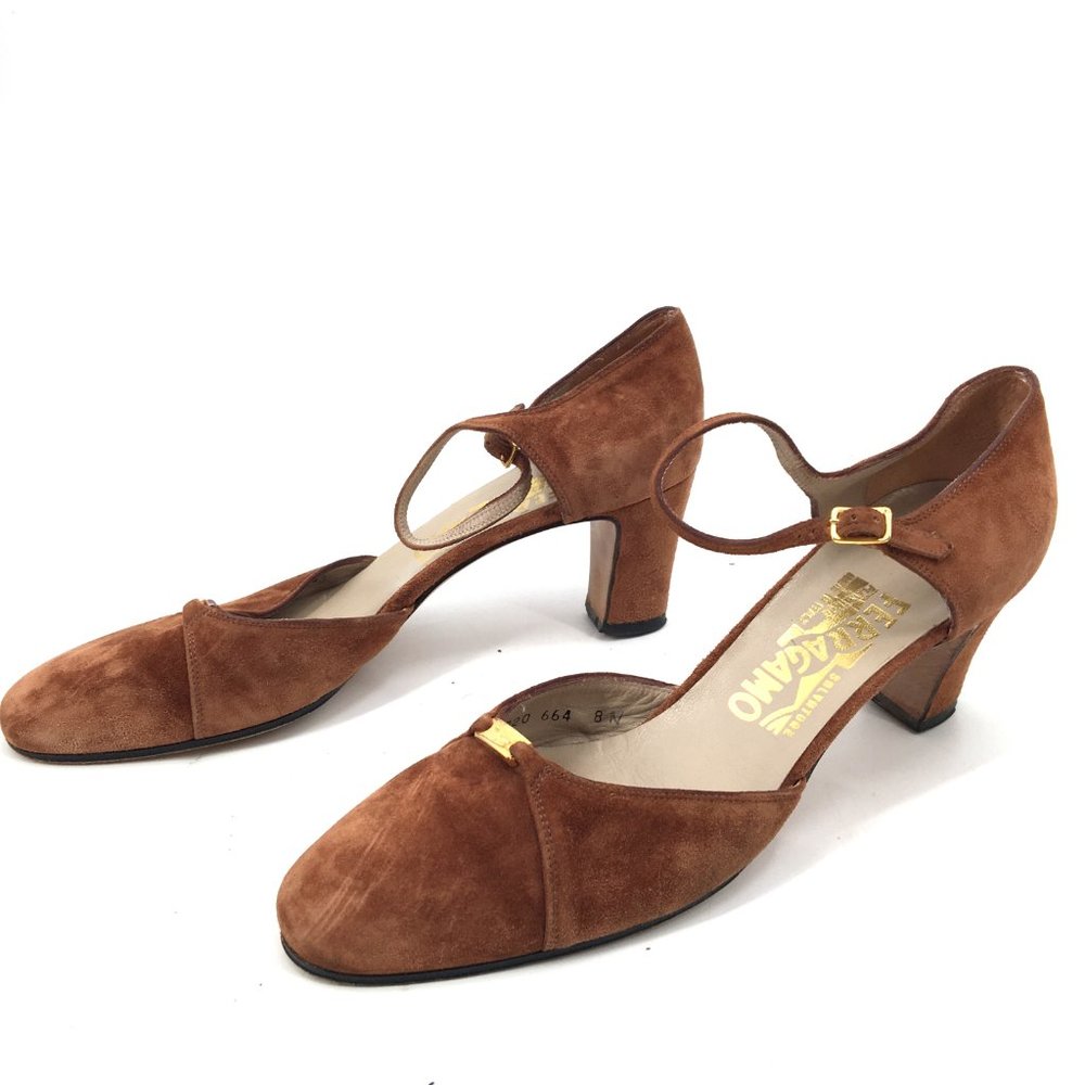 Salvatore Ferragamo Brown Suede Heels